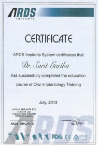 ARDS implants certificate
